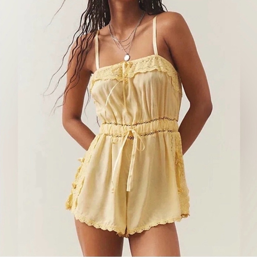 NWT Urban Outfitters Out From Under Sail Away With Me Romper Yellow Size XS
